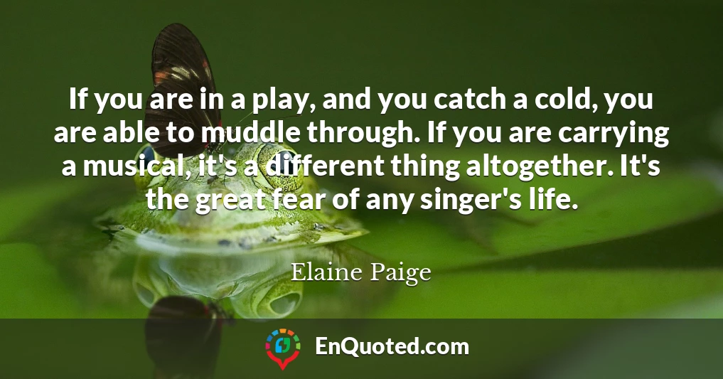 If you are in a play, and you catch a cold, you are able to muddle through. If you are carrying a musical, it's a different thing altogether. It's the great fear of any singer's life.
