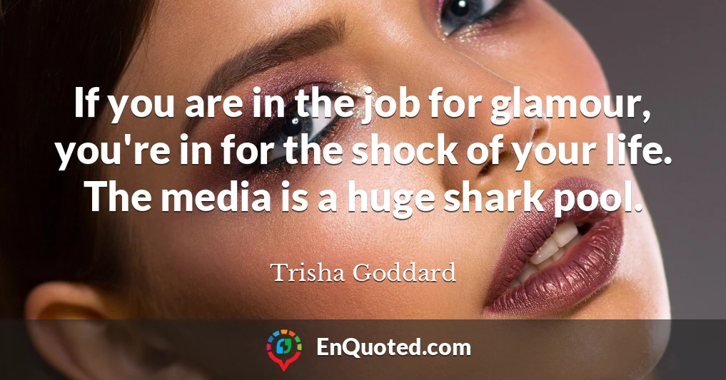 If you are in the job for glamour, you're in for the shock of your life. The media is a huge shark pool.