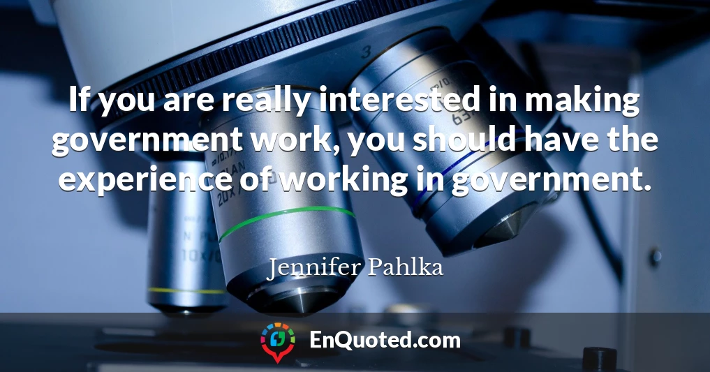 If you are really interested in making government work, you should have the experience of working in government.