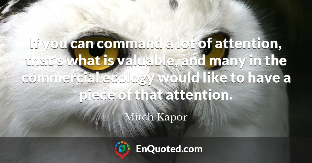 If you can command a lot of attention, that's what is valuable, and many in the commercial ecology would like to have a piece of that attention.