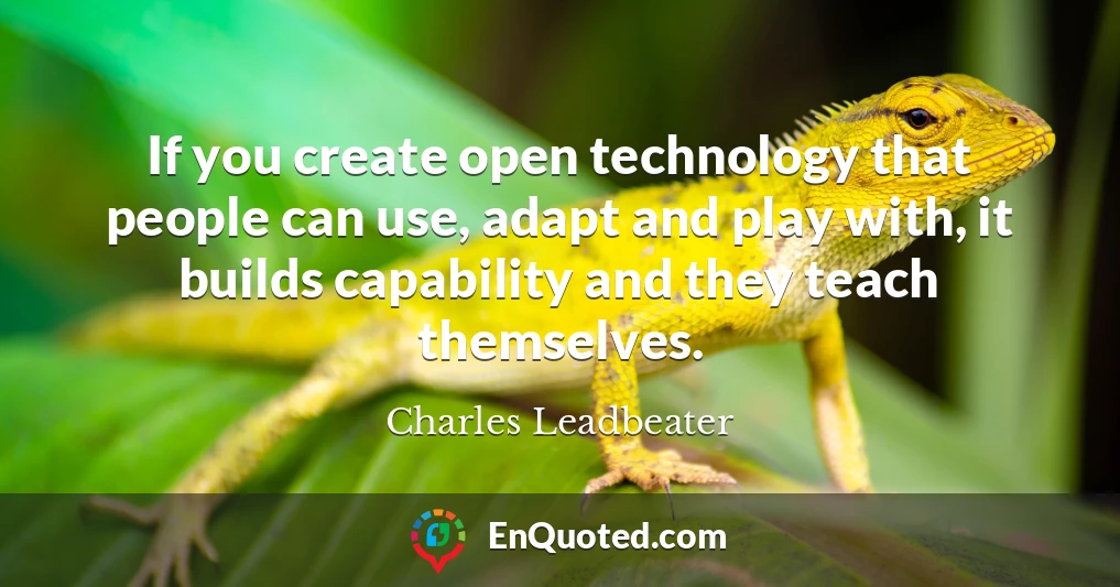 If you create open technology that people can use, adapt and play with, it builds capability and they teach themselves.