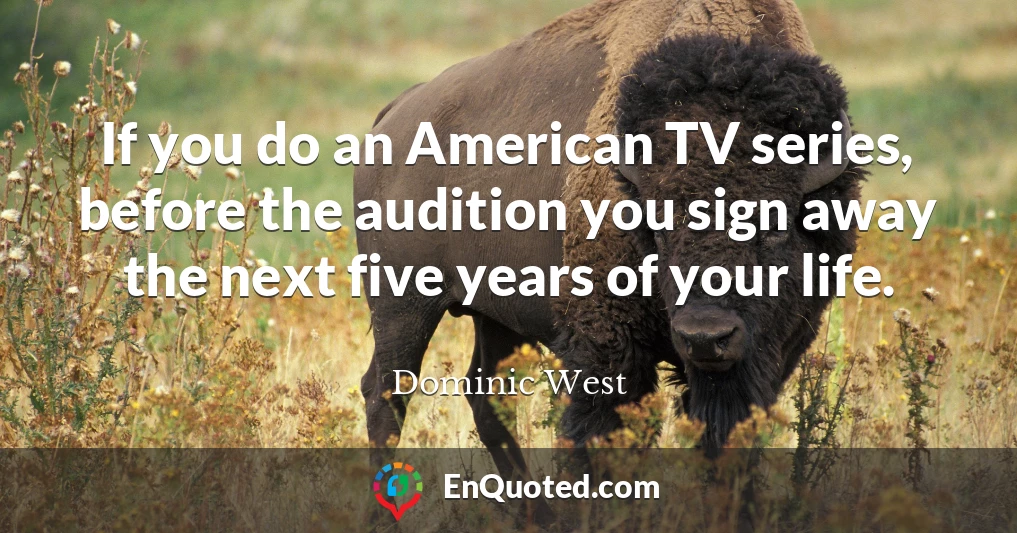 If you do an American TV series, before the audition you sign away the next five years of your life.