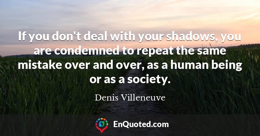 If you don't deal with your shadows, you are condemned to repeat the same mistake over and over, as a human being or as a society.