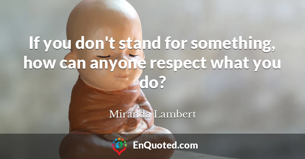 If you don't stand for something, how can anyone respect what you do?