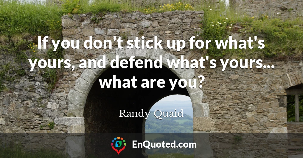 If you don't stick up for what's yours, and defend what's yours... what are you?