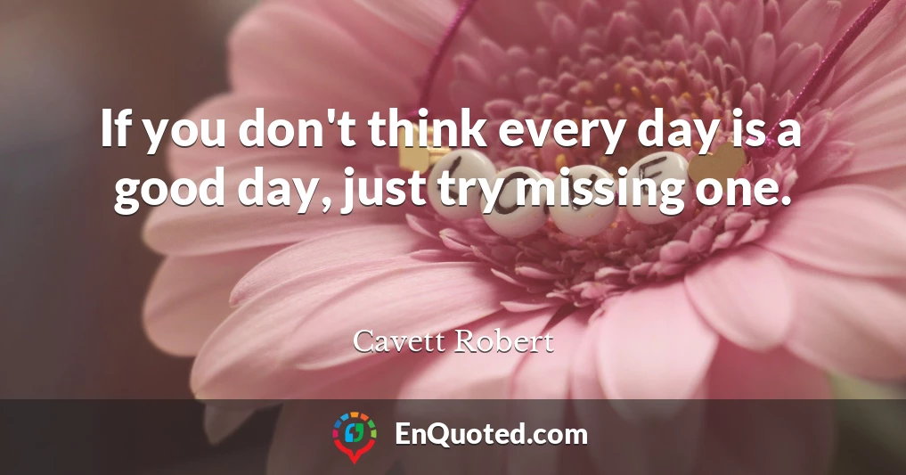 If you don't think every day is a good day, just try missing one.