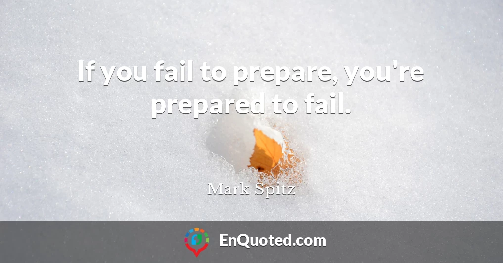 If you fail to prepare, you're prepared to fail.
