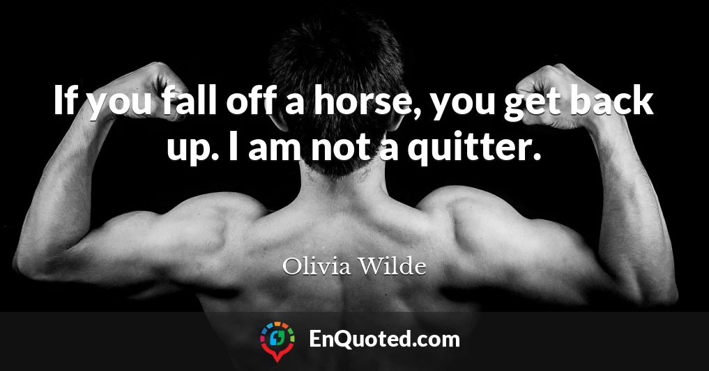 If you fall off a horse, you get back up. I am not a quitter.