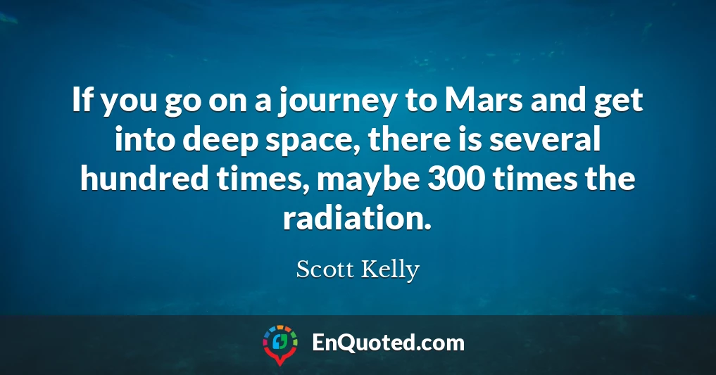 If you go on a journey to Mars and get into deep space, there is several hundred times, maybe 300 times the radiation.