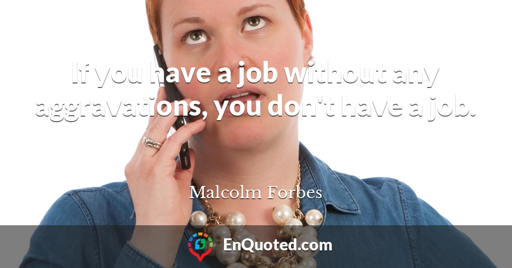 If you have a job without any aggravations, you don't have a job.