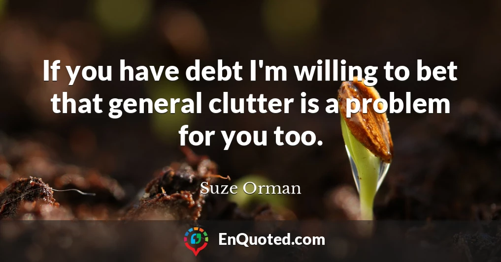 If you have debt I'm willing to bet that general clutter is a problem for you too.