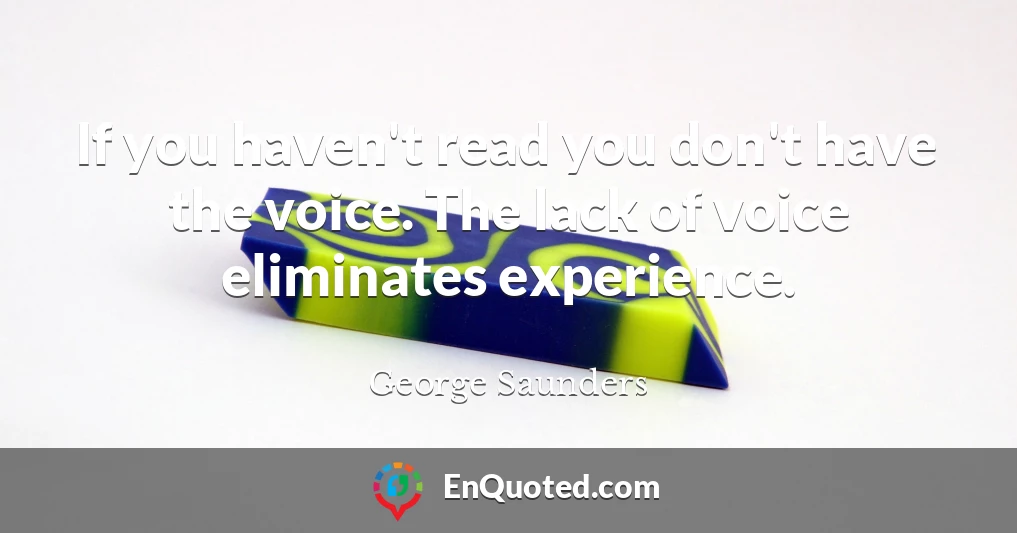 If you haven't read you don't have the voice. The lack of voice eliminates experience.