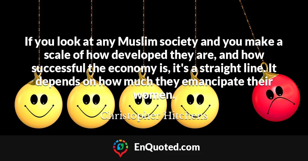 If you look at any Muslim society and you make a scale of how developed they are, and how successful the economy is, it's a straight line. It depends on how much they emancipate their women.