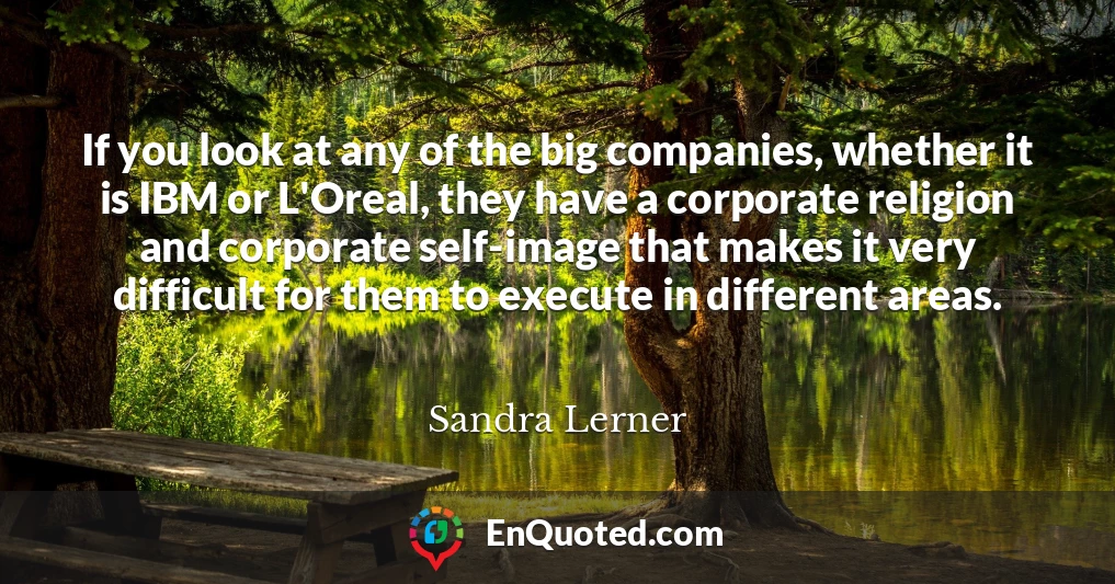 If you look at any of the big companies, whether it is IBM or L'Oreal, they have a corporate religion and corporate self-image that makes it very difficult for them to execute in different areas.