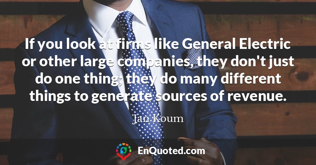 If you look at firms like General Electric or other large companies, they don't just do one thing; they do many different things to generate sources of revenue.