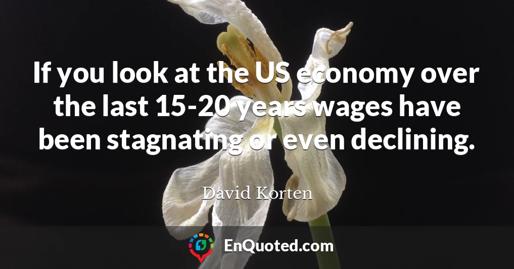 If you look at the US economy over the last 15-20 years wages have been stagnating or even declining.