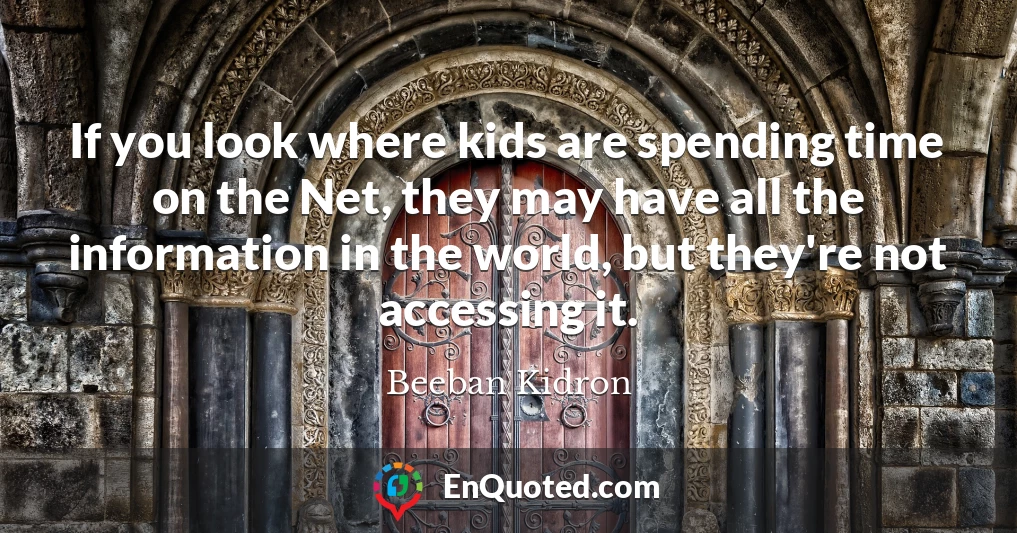 If you look where kids are spending time on the Net, they may have all the information in the world, but they're not accessing it.