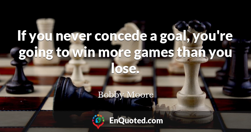 If you never concede a goal, you're going to win more games than you lose.