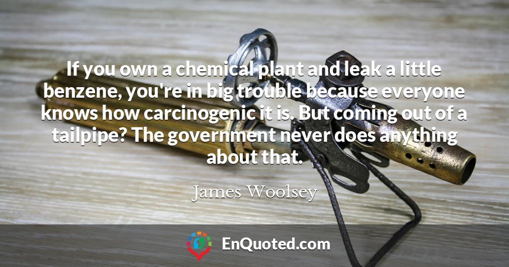 If you own a chemical plant and leak a little benzene, you're in big trouble because everyone knows how carcinogenic it is. But coming out of a tailpipe? The government never does anything about that.