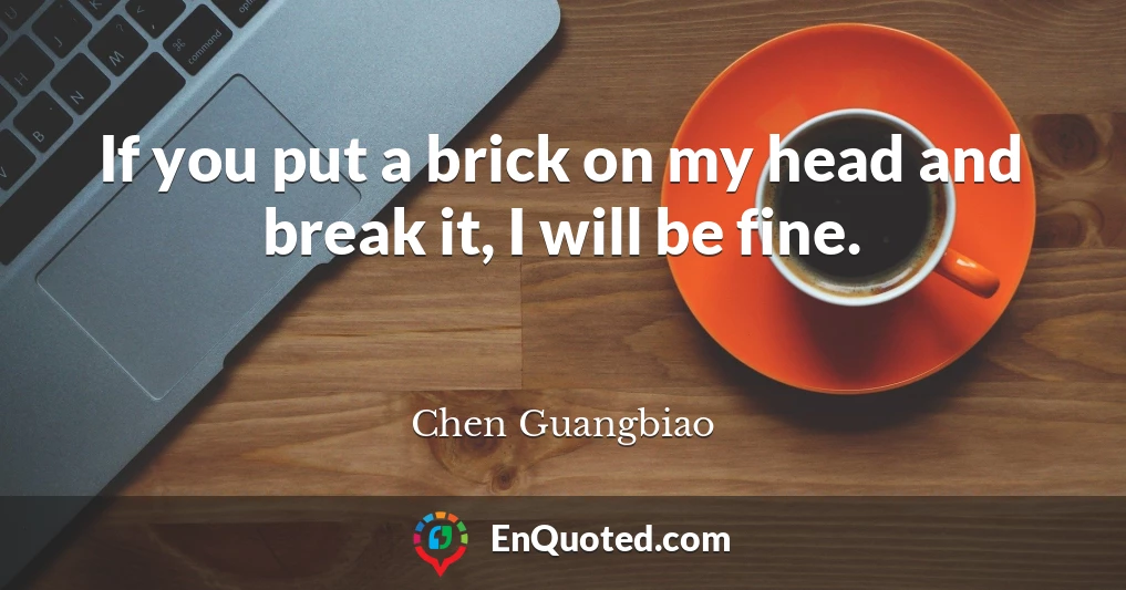 If you put a brick on my head and break it, I will be fine.