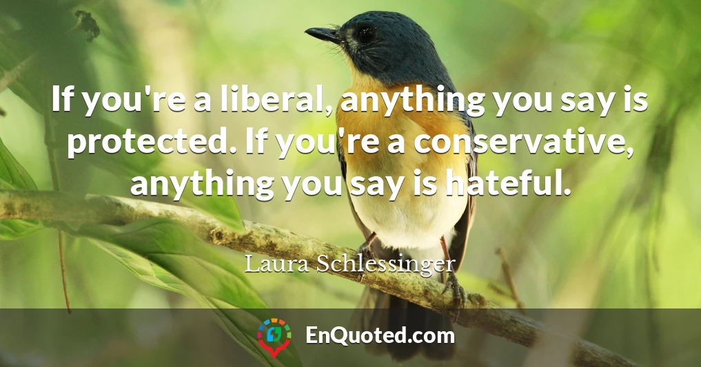 If you're a liberal, anything you say is protected. If you're a conservative, anything you say is hateful.