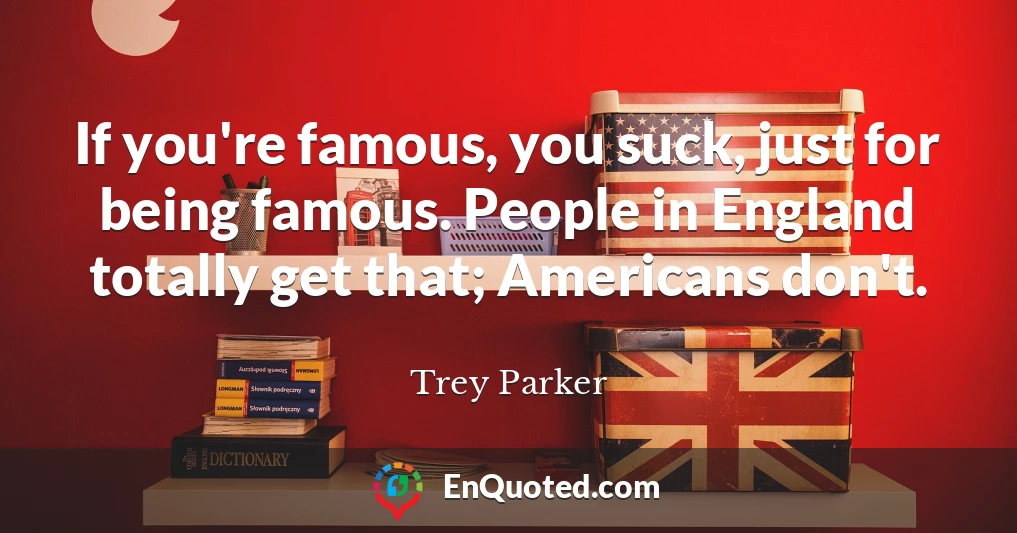 If you're famous, you suck, just for being famous. People in England totally get that; Americans don't.