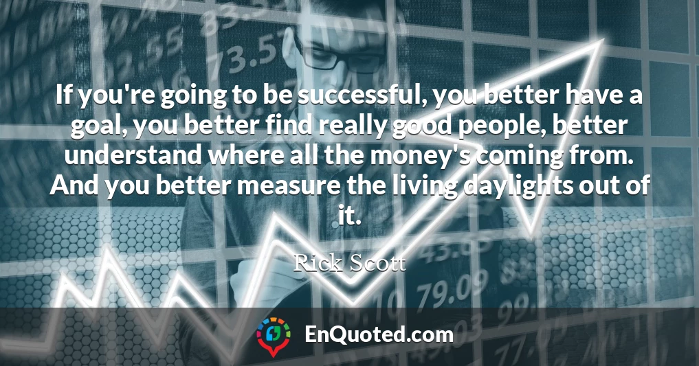 If you're going to be successful, you better have a goal, you better find really good people, better understand where all the money's coming from. And you better measure the living daylights out of it.