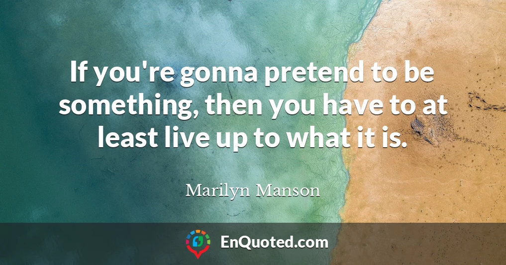 If you're gonna pretend to be something, then you have to at least live up to what it is.