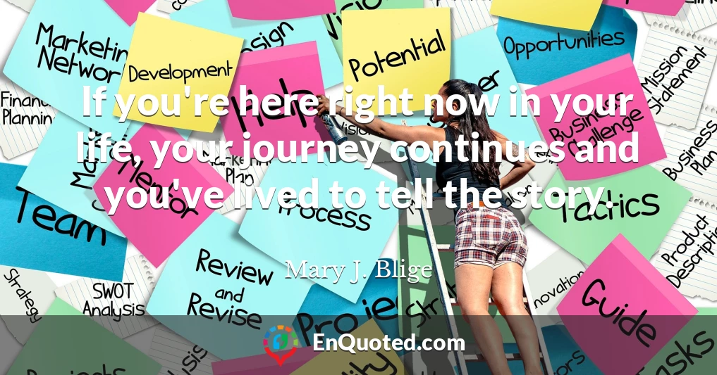 If you're here right now in your life, your journey continues and you've lived to tell the story.