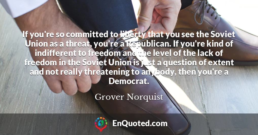 If you're so committed to liberty that you see the Soviet Union as a threat, you're a Republican. If you're kind of indifferent to freedom and the level of the lack of freedom in the Soviet Union is just a question of extent and not really threatening to anybody, then you're a Democrat.