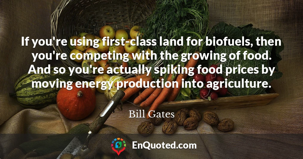If you're using first-class land for biofuels, then you're competing with the growing of food. And so you're actually spiking food prices by moving energy production into agriculture.