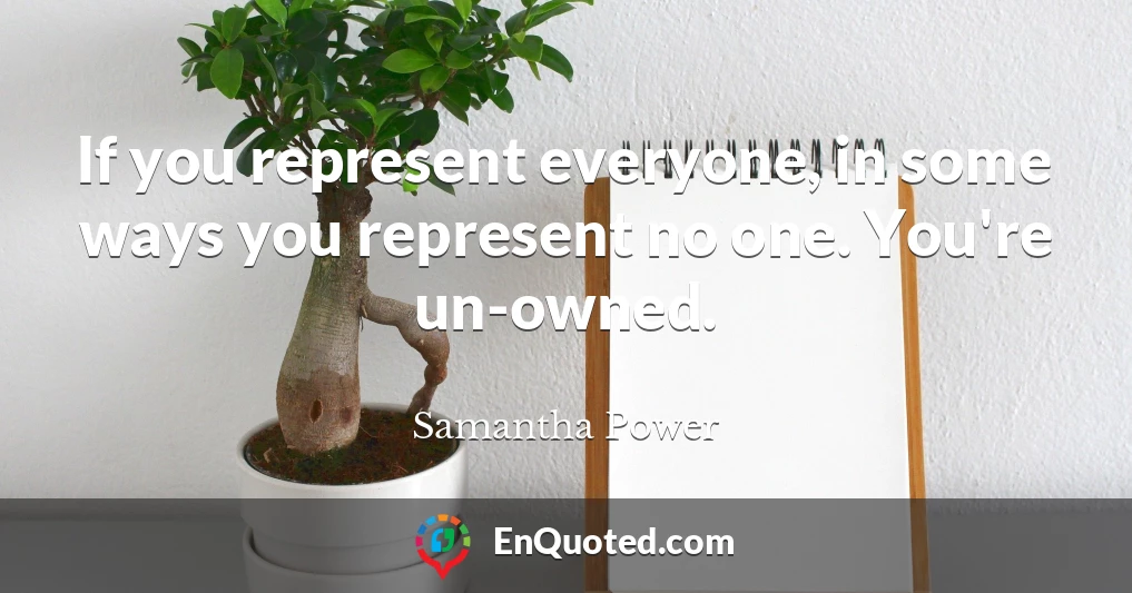 If you represent everyone, in some ways you represent no one. You're un-owned.