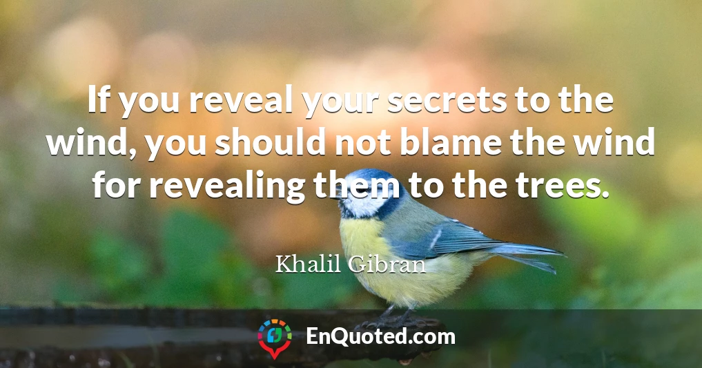 If you reveal your secrets to the wind, you should not blame the wind for revealing them to the trees.
