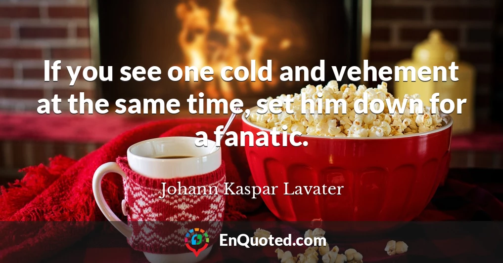 If you see one cold and vehement at the same time, set him down for a fanatic.