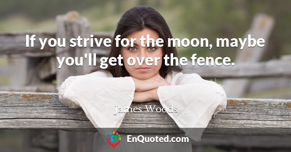 If you strive for the moon, maybe you'll get over the fence.