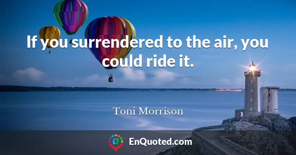 If you surrendered to the air, you could ride it.