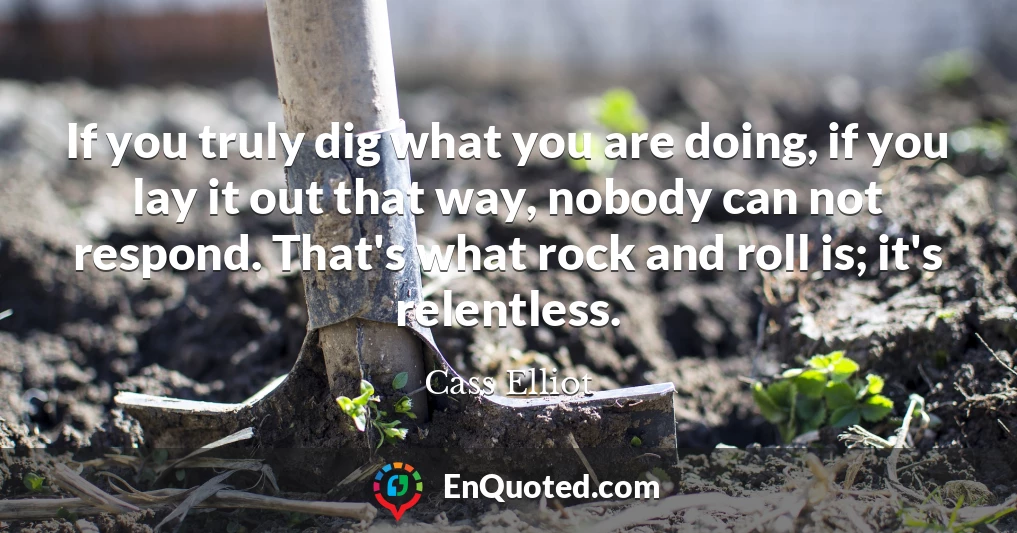 If you truly dig what you are doing, if you lay it out that way, nobody can not respond. That's what rock and roll is; it's relentless.