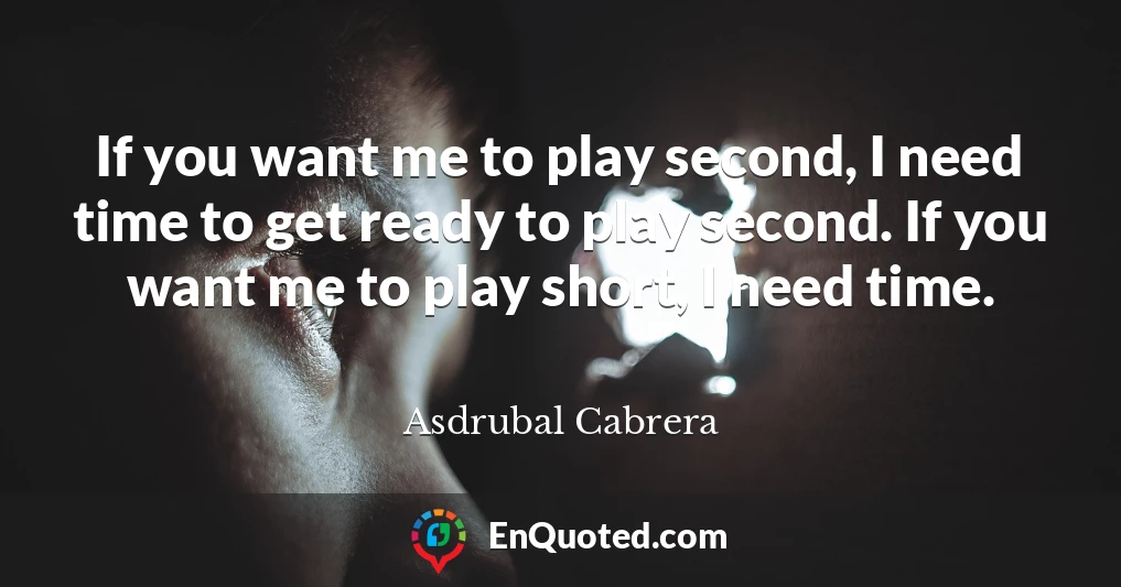 If you want me to play second, I need time to get ready to play second. If you want me to play short, I need time.