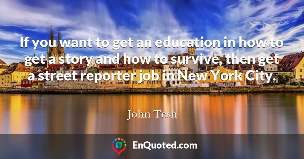 If you want to get an education in how to get a story and how to survive, then get a street reporter job in New York City.
