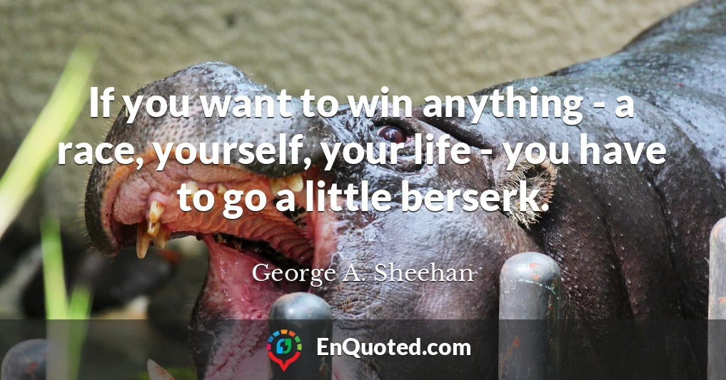 If you want to win anything - a race, yourself, your life - you have to go a little berserk.
