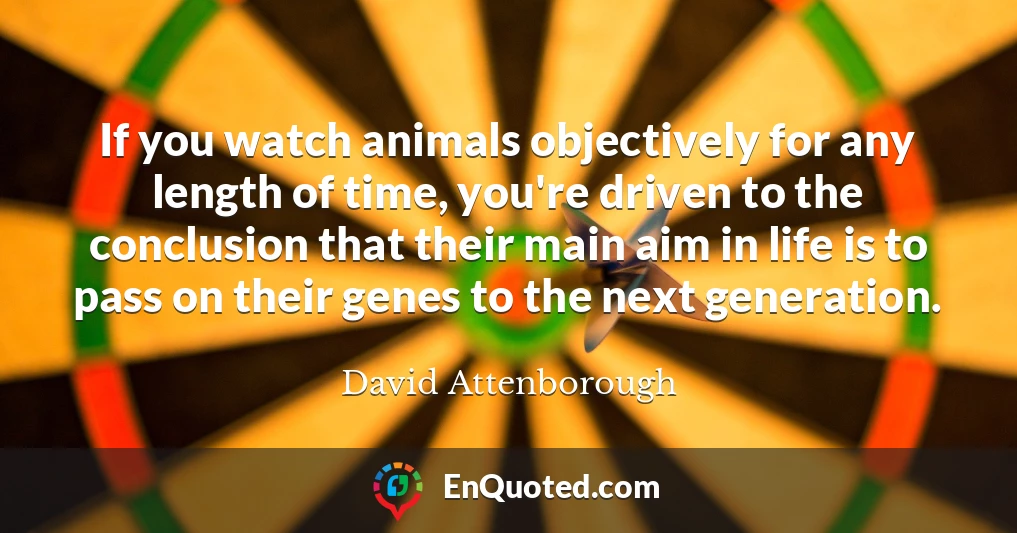 If you watch animals objectively for any length of time, you're driven to the conclusion that their main aim in life is to pass on their genes to the next generation.
