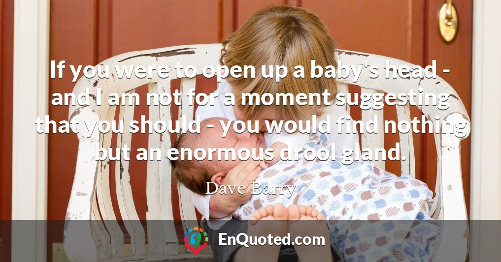 If you were to open up a baby's head - and I am not for a moment suggesting that you should - you would find nothing but an enormous drool gland.