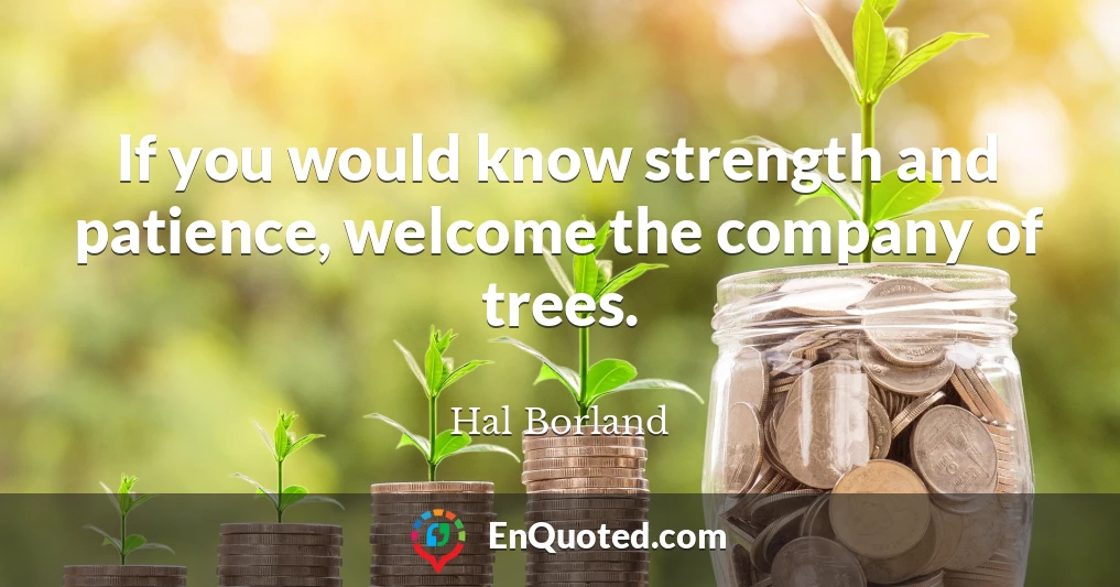 If you would know strength and patience, welcome the company of trees.