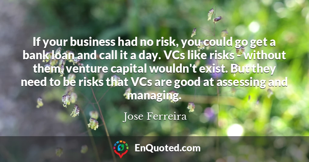 If your business had no risk, you could go get a bank loan and call it a day. VCs like risks - without them, venture capital wouldn't exist. But they need to be risks that VCs are good at assessing and managing.
