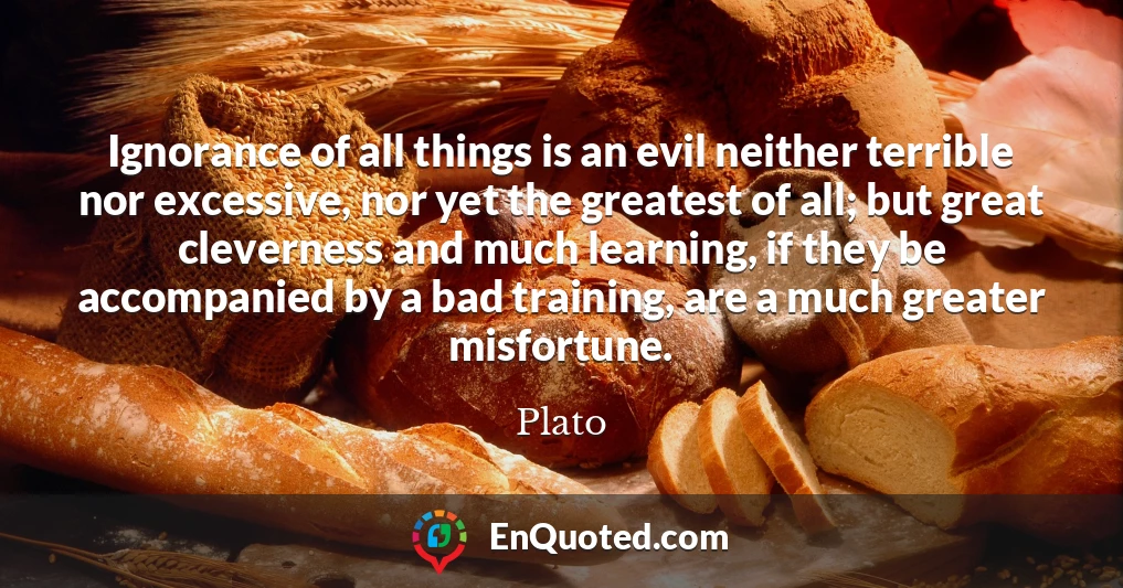 Ignorance of all things is an evil neither terrible nor excessive, nor yet the greatest of all; but great cleverness and much learning, if they be accompanied by a bad training, are a much greater misfortune.
