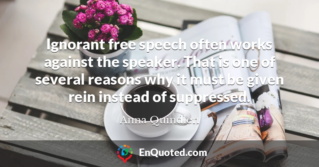 Ignorant free speech often works against the speaker. That is one of several reasons why it must be given rein instead of suppressed.