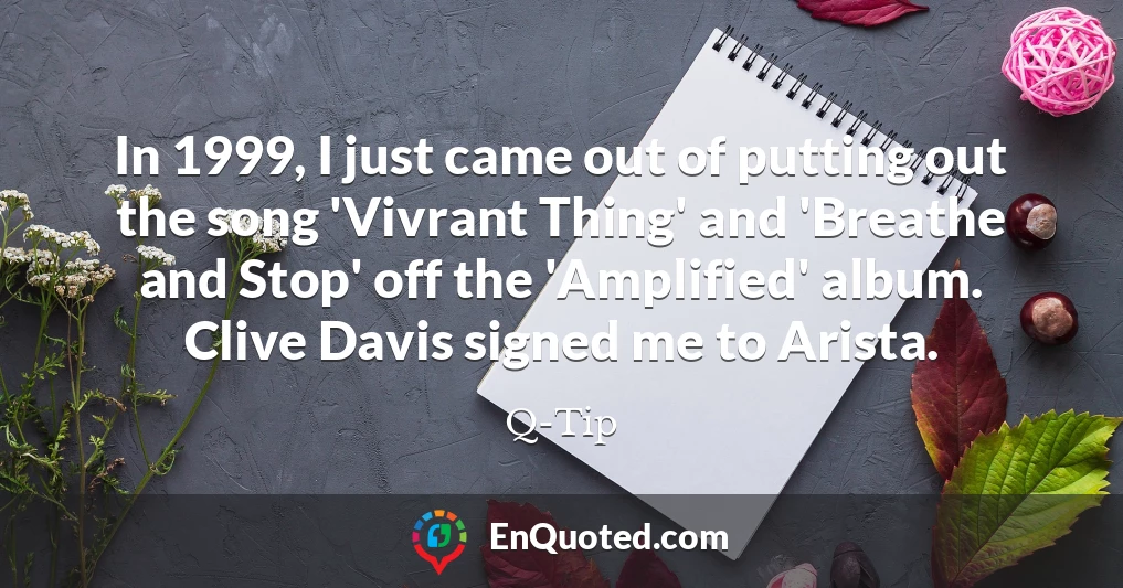 In 1999, I just came out of putting out the song 'Vivrant Thing' and 'Breathe and Stop' off the 'Amplified' album. Clive Davis signed me to Arista.