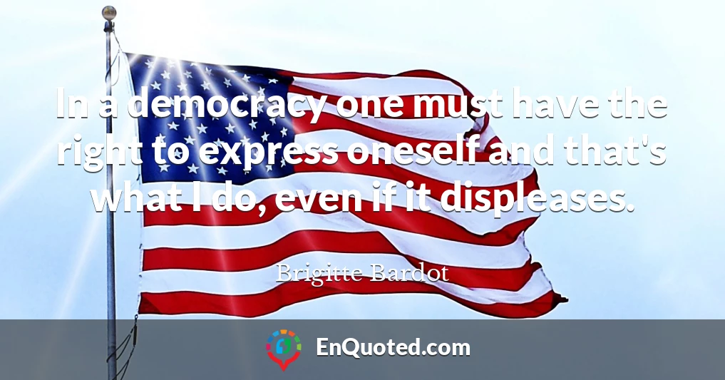 In a democracy one must have the right to express oneself and that's what I do, even if it displeases.