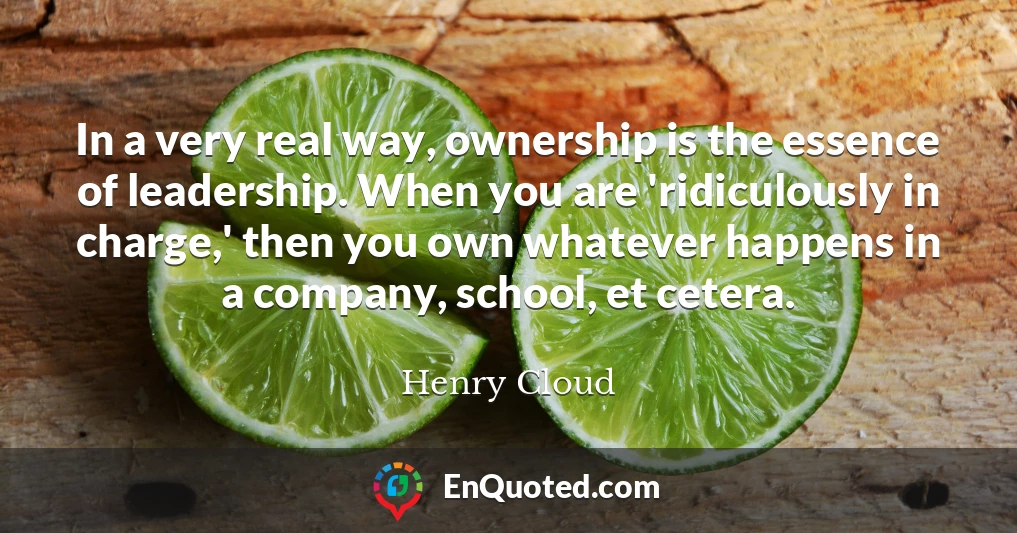 In a very real way, ownership is the essence of leadership. When you are 'ridiculously in charge,' then you own whatever happens in a company, school, et cetera.