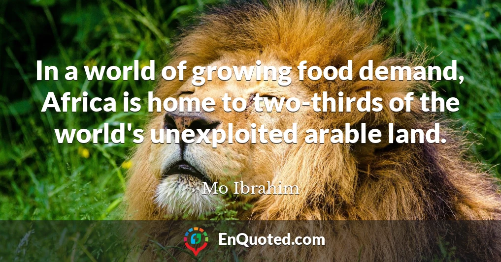 In a world of growing food demand, Africa is home to two-thirds of the world's unexploited arable land.